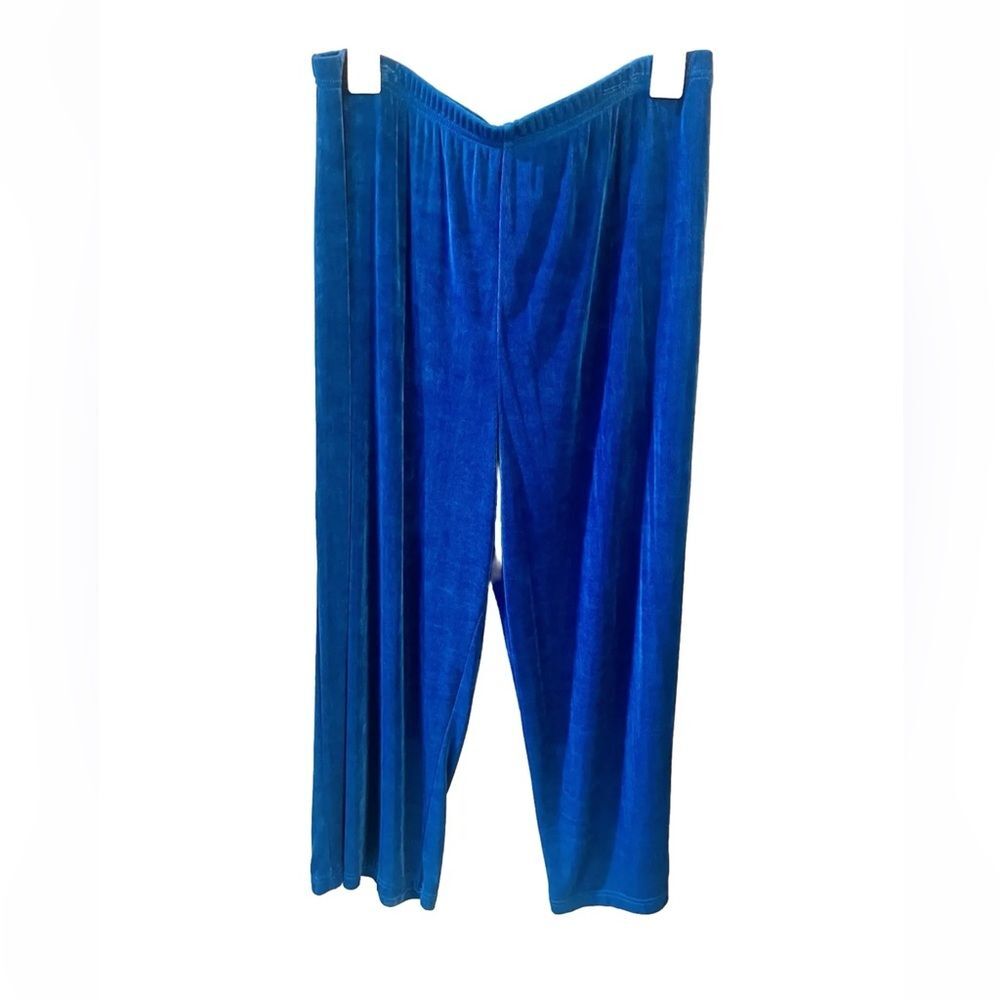 The Travel Collection Women’s Pants No Wrinkle Pull On Wide Leg Blue See Measur